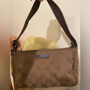 Gucci Brown Small Monogram Clutch